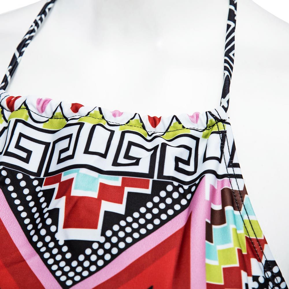 Halter High Neck Geometrical Print Boho Bikini Set Off Rosegal